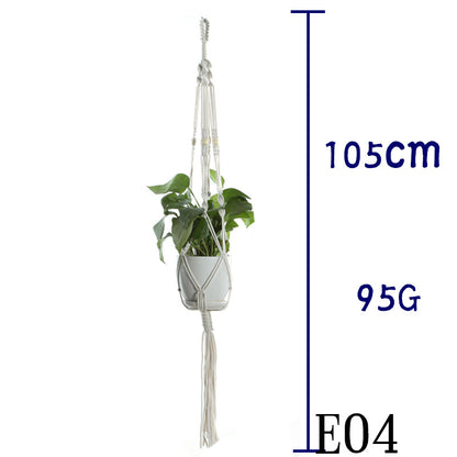 Flower Pot Net Bag Beige Cotton Rope Indoor Plant Hanger Hanging Basket Sling - DropOnline.co