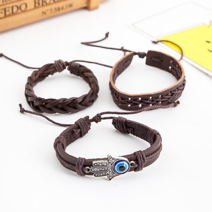 Palm eye leather men's bracelet - DropOnline.co