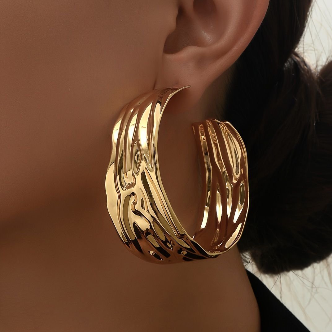 Bold Statement  Gold Hoop Earrings