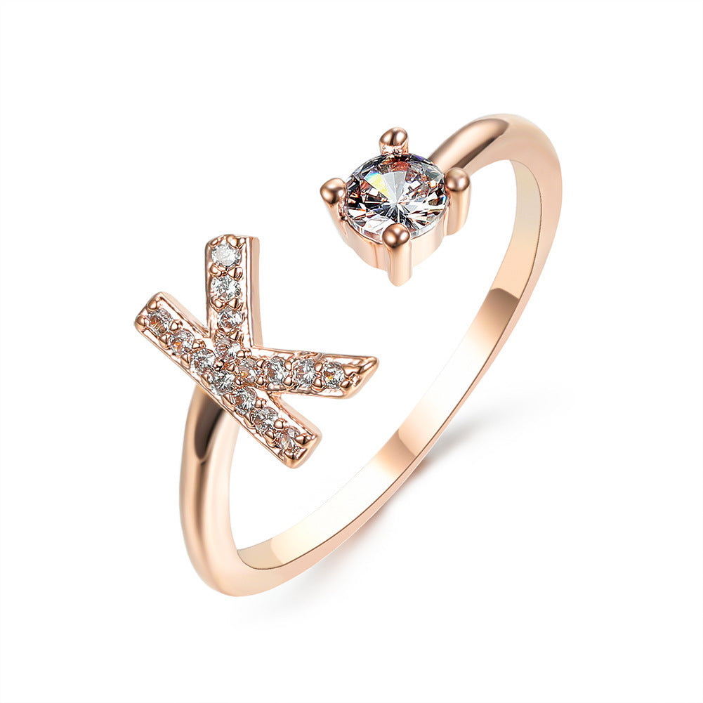 Adjustable Initial Letter Ring - Personalized Alphabet Jewelry