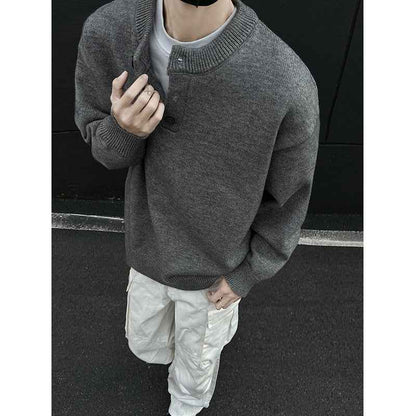 Men's Lazy High-end Loose Long Sleeve Base Layer Knit Sweater