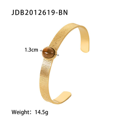 Fashionable And Versatile Gold-plated Stainless Steel Bracelets With Zirconia - DropOnline.co