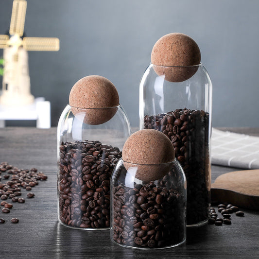 Premium Glass Storage Jar Set with Cork Lid - Airtight Food Container for Coffee, Tea & Dry Goods