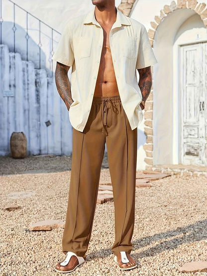 Men's Business Casual Dress Pants - Stretch Linen Slacks