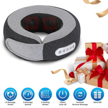 1Pc 2 In 1 Neck Massager Pillow With Heat Electric Memory Foam Travel Pillow Shiatsu Neck Massager With 3 Speeds Timer For Home Office Travel - DropOnline.co