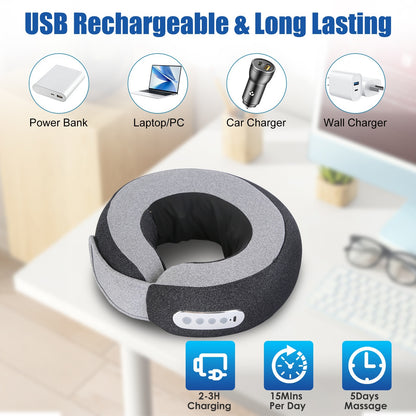 1Pc 2 In 1 Neck Massager Pillow With Heat Electric Memory Foam Travel Pillow Shiatsu Neck Massager With 3 Speeds Timer For Home Office Travel - DropOnline.co