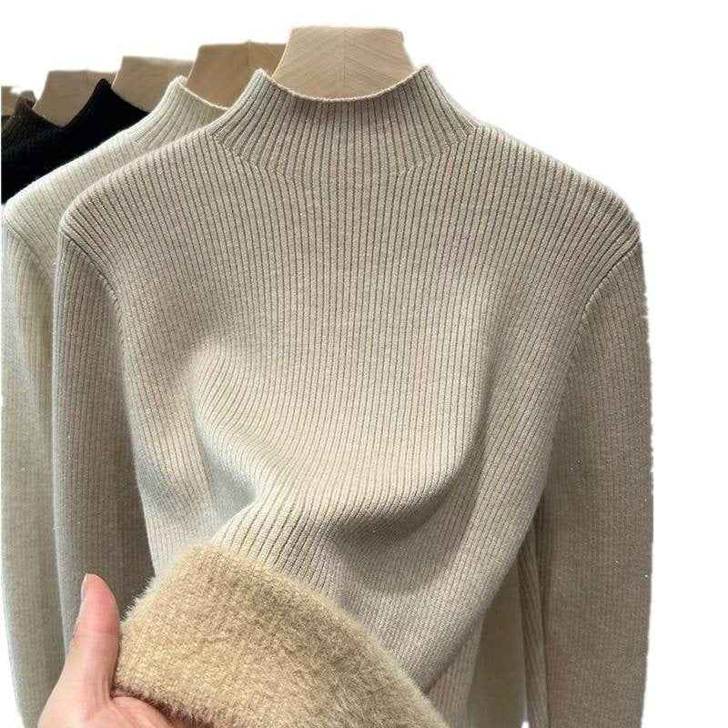 Women's Fashion Semi-Turtle Neck Knitted Sweater