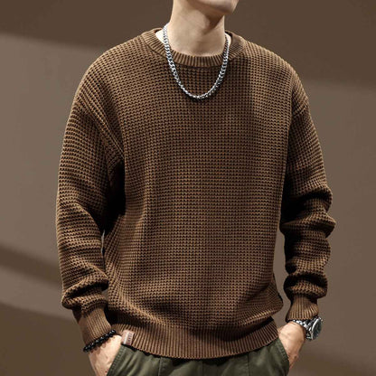 Thick Needle Retro Men's Loose Bottoming Round Neck Sweater
