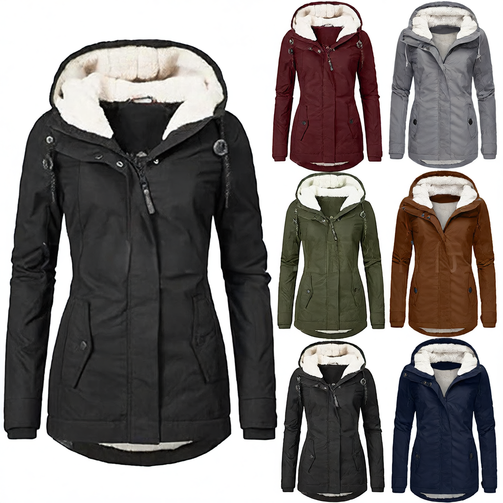Thickened Hooded Cotton Jacket for Women - Warm Winter Outerwear