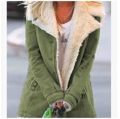 Women's Winter Warm Coat - Slim Fit Lapel Single-Breasted Jacket - DropOnline.co
