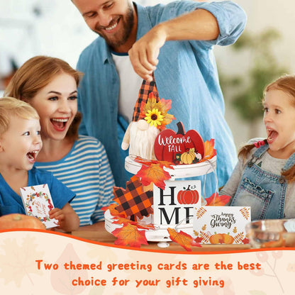 Fall Gnome Tiered Tray Decorations Set Farmhouse Pumpkin Decor Autumn Maple Leaf Table Centerpieces With Fall String Lights Thankgiving Day Fall Greeting Card Autumn Harvest Decorations - DropOnline.co