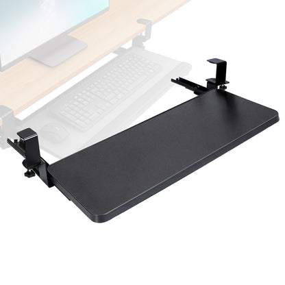 1Pc 25.59x9.64x0.51in Keyboard Mouse Tray Under Desk Retractable Slide Out Drawer Height Adjustable With C Clamp 55LBS Load - DropOnline.co
