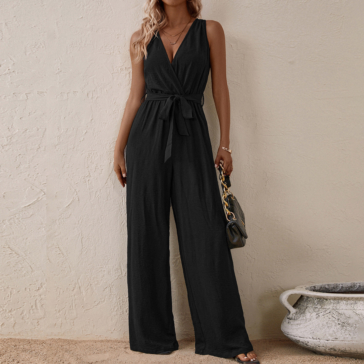 High-Waisted Sleeveless Jumpsuit