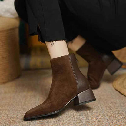 34 Suede Mid-heel Women's Martin Boots