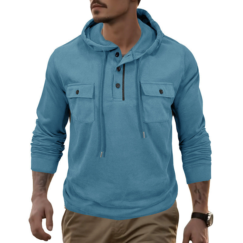 Men's Long-Sleeve Sports Hooded Sweater - Pocket Athletic Top
