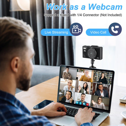 1Pc 5K 75MP Digital Camera For Photography Anti Shake WiFi Vlogging Video Camera With 9 Shooting Modes 18X Zoom Fill Light Webcam Function 2 Batteries 32G MMC Card 180Degree Flip IPS Screen - DropOnline.co