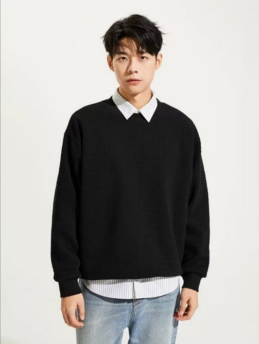 Unisex Jacquard Round Neck Hoodie - Premium Export Quality European Sizes