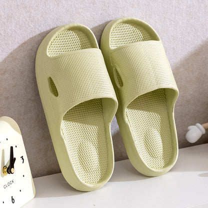 Solid Color Thick Bottom Home Slippers Summer Non-slip Floor Bathroom Slipper Women Men Couples Shoes - DropOnline.co