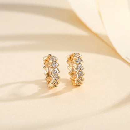 European And American Fashion Copper-plated Gold Inlaid Zircon Earrings - DropOnline.co