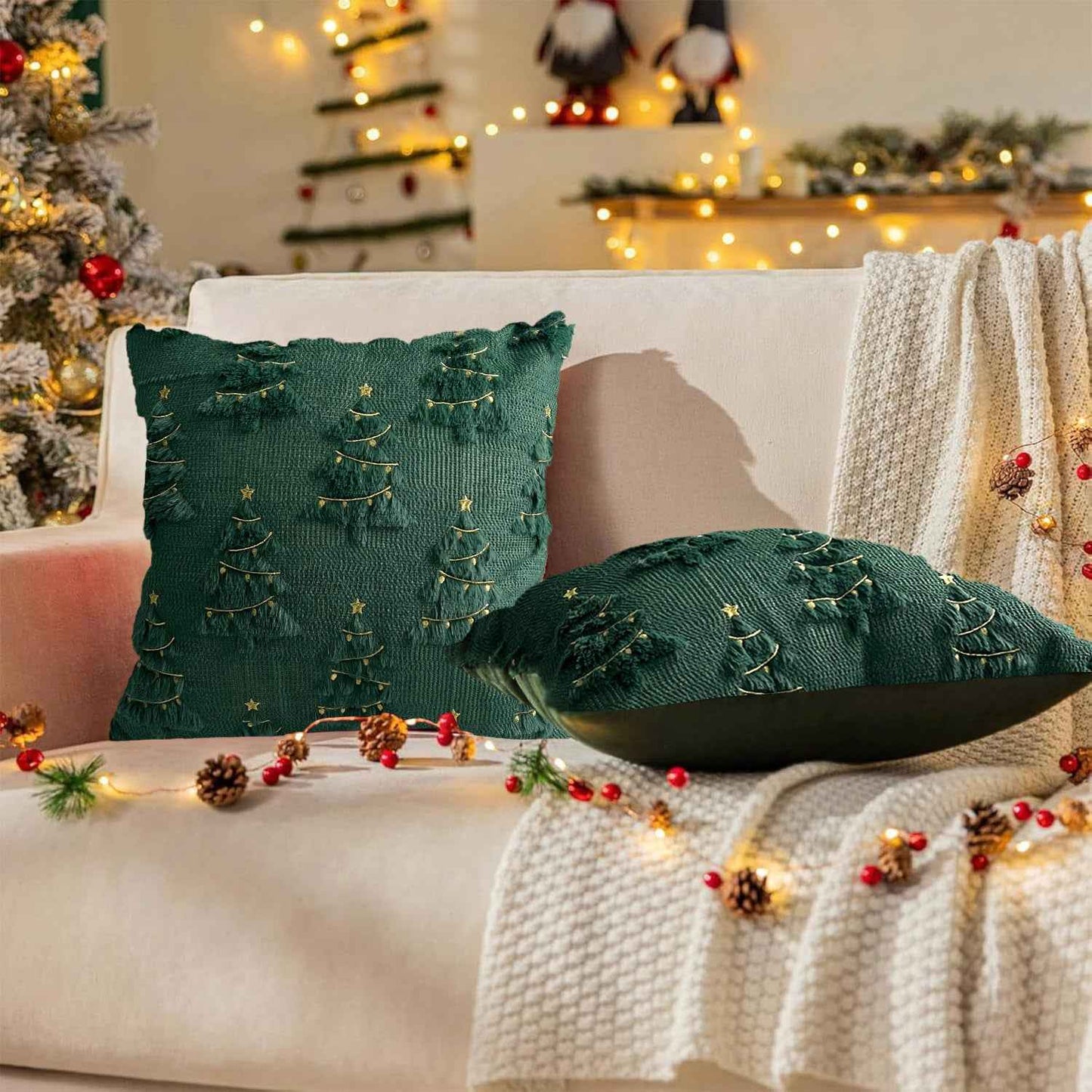 Holiday Ornament Plush Pillowcase - Festive Bedroom Bedside Cushion Cover - DropOnline.co