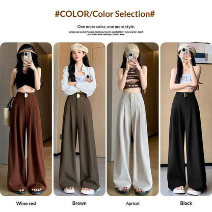 Women's Wide-leg Pants High-waisted Draped Loose Slim-fit Casual Straight