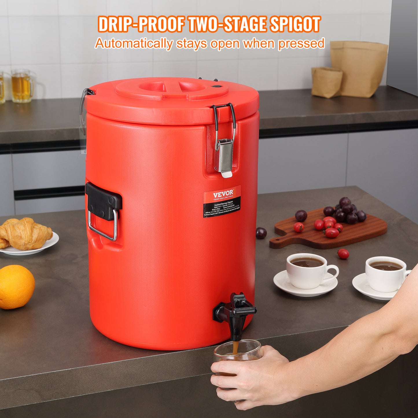 VEVOR Beverage Dispenser - 4.5 Gallon Insulated Coffee & Tea Server with Spigot