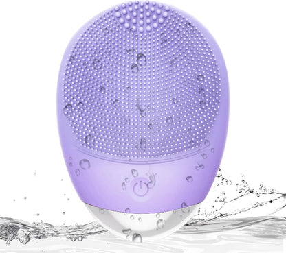 High Frequency Vibration Silicone Facial Cleansing Brush USB Rechargeable Electric Waterproof Silicone Facial Cleanser Thanksgiving Gift Christmas Gift Unisex - DropOnline.co