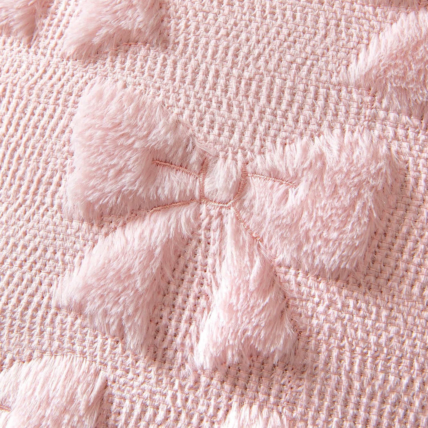 Embroidered Bow Plush Pillow Cover