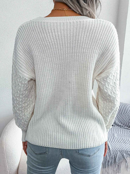 Casual Lantern Sleeve Knitted Sweater