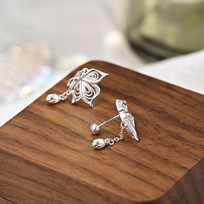 Women's S999 Silver Sweet Tassel New Butterfly Earrings - DropOnline.co