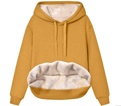 Solid Color Hooded Drawstring Sweatshirt