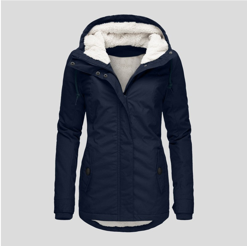 Thickened Hooded Cotton Jacket for Women - Warm Winter Outerwear