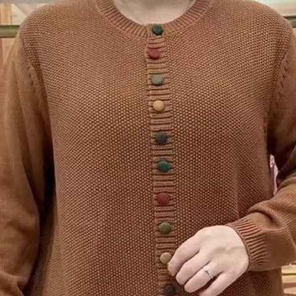 Retro Artistic Coat With Color Buttons Is Loose And Casual