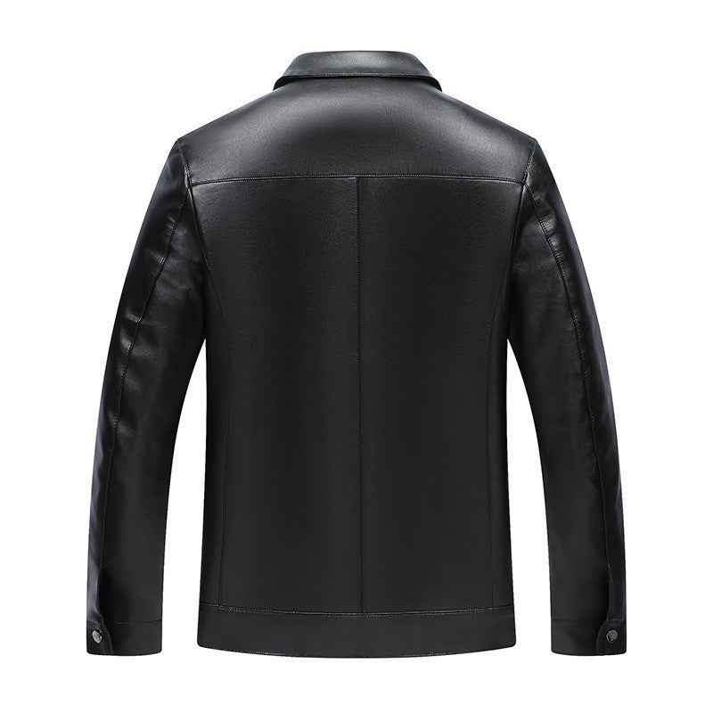 Turn-down Collar Leather Jacket For Spring And Autumn Business
