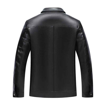 Turn-down Collar Leather Jacket For Spring And Autumn Business