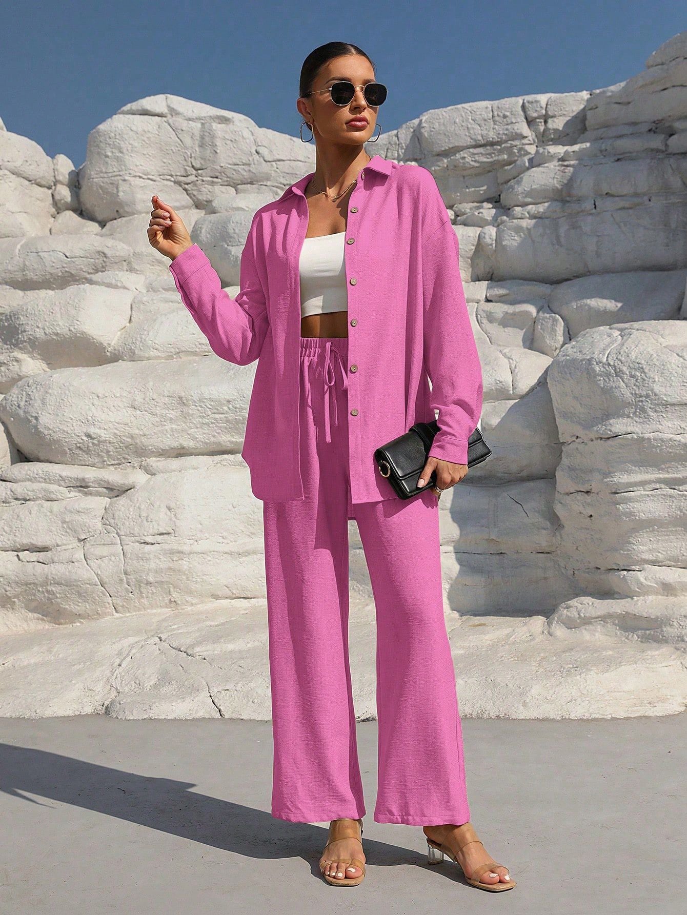 Women's Long Sleeve Cardigan Two-Piece Dress Set - Elegant Layered Outfit