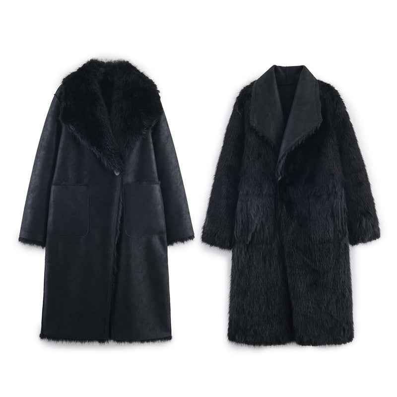 Winter European And American Double-sided Reversible Faux Fur Coat