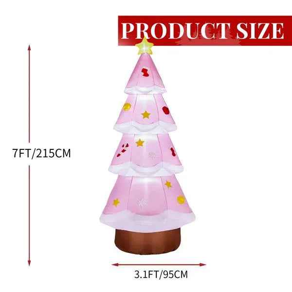 7.2FT Inflatable Christmas Tree - LED Lighted Blow Up Yard Decoration with RGB Light - DropOnline.co