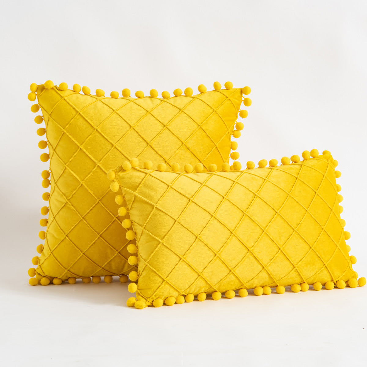 Velvet Fur Ball Decorative Pillow - Luxurious Textured Accent Cushion