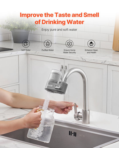 Faucet Mount Water Filter Sink Water Purifier For Kitchen Vertical Gray - DropOnline.co