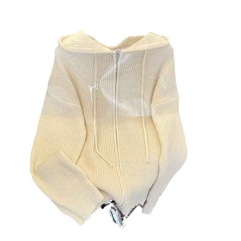 American Retro Simple Solid Color Hooded Sweater Women's Loose