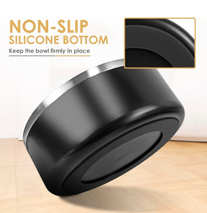 Dog Bowl, Stainless Steel Dog Food And Water Bowl With Non Slip Quiet Bottom, Easy To Clean, Dishwasher Safe, 42oz - DropOnline.co