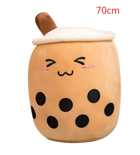 Boba Tea Plush Toy - Cute Strawberry Milk Tea Stuffed Animal Pillow Cushion for Kids
