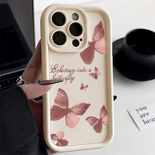 Elegant Butterfly iPhone Case - Rose Pink Artistic Design