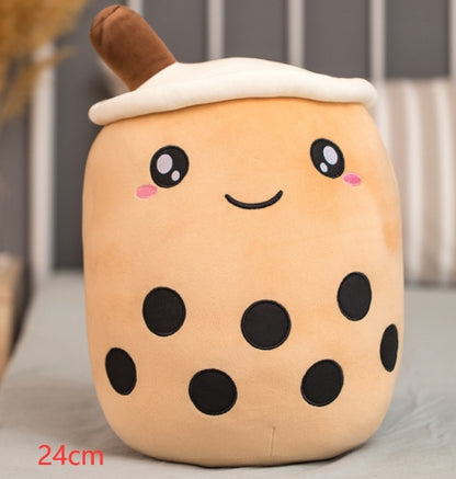 Boba Tea Plush Toy - Cute Strawberry Milk Tea Stuffed Animal Pillow Cushion for Kids - DropOnline.co
