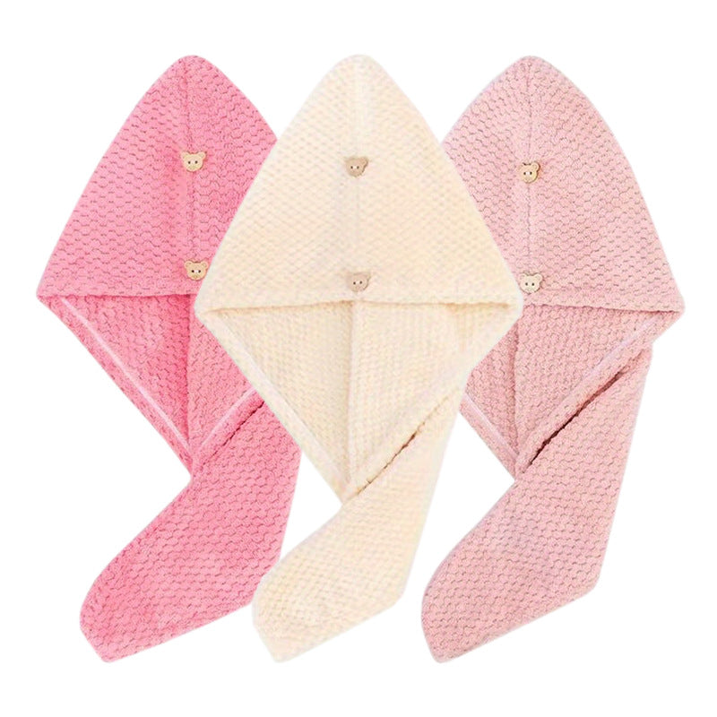 Womens Coral Fleece Hair Drying Cap Highly Absorbent Quick Drying Pineapple Weave Towel For Hair Drying