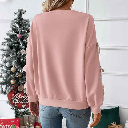 Sweet Bow Decorated Long Sleeve Sweatshirt