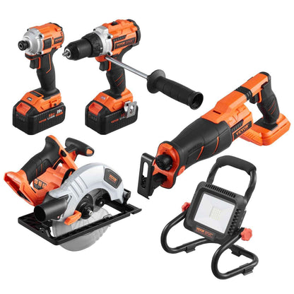 Tool Combo Kit 20V Brushless 5-Tool Cordless Power Tool Combo Kit with Batteries