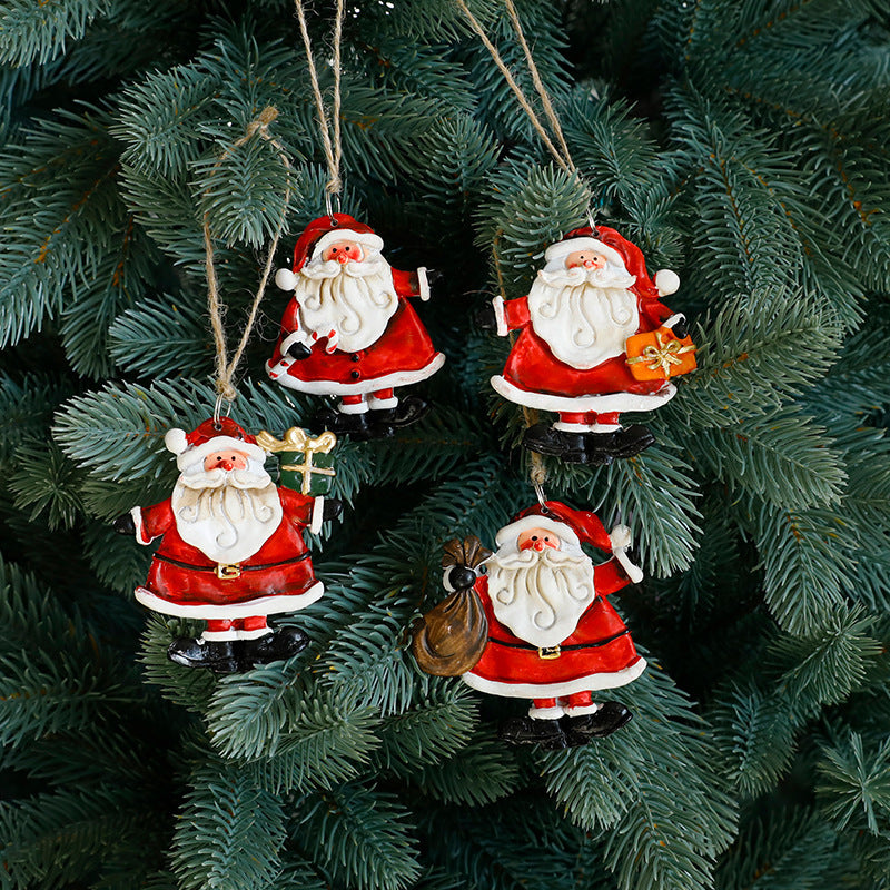 Christmas Resin Character Pendants - Santa Snowman Gingerbread Man Ornaments