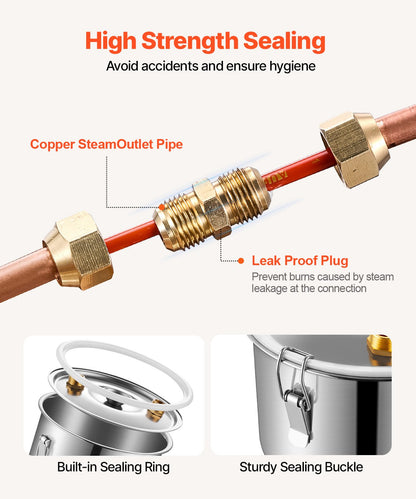 Moonshine Still 8 Gal Water Wine Alcohol Distiller Brewing Kit Stainless Steel